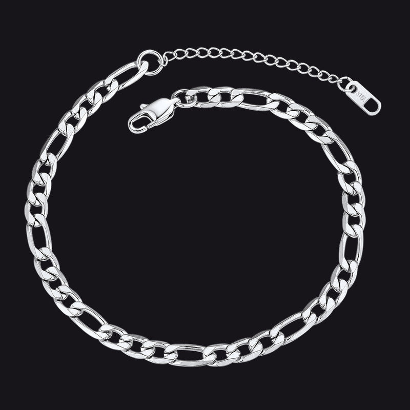 6mm Figaro Chain Anklet Bracelet for