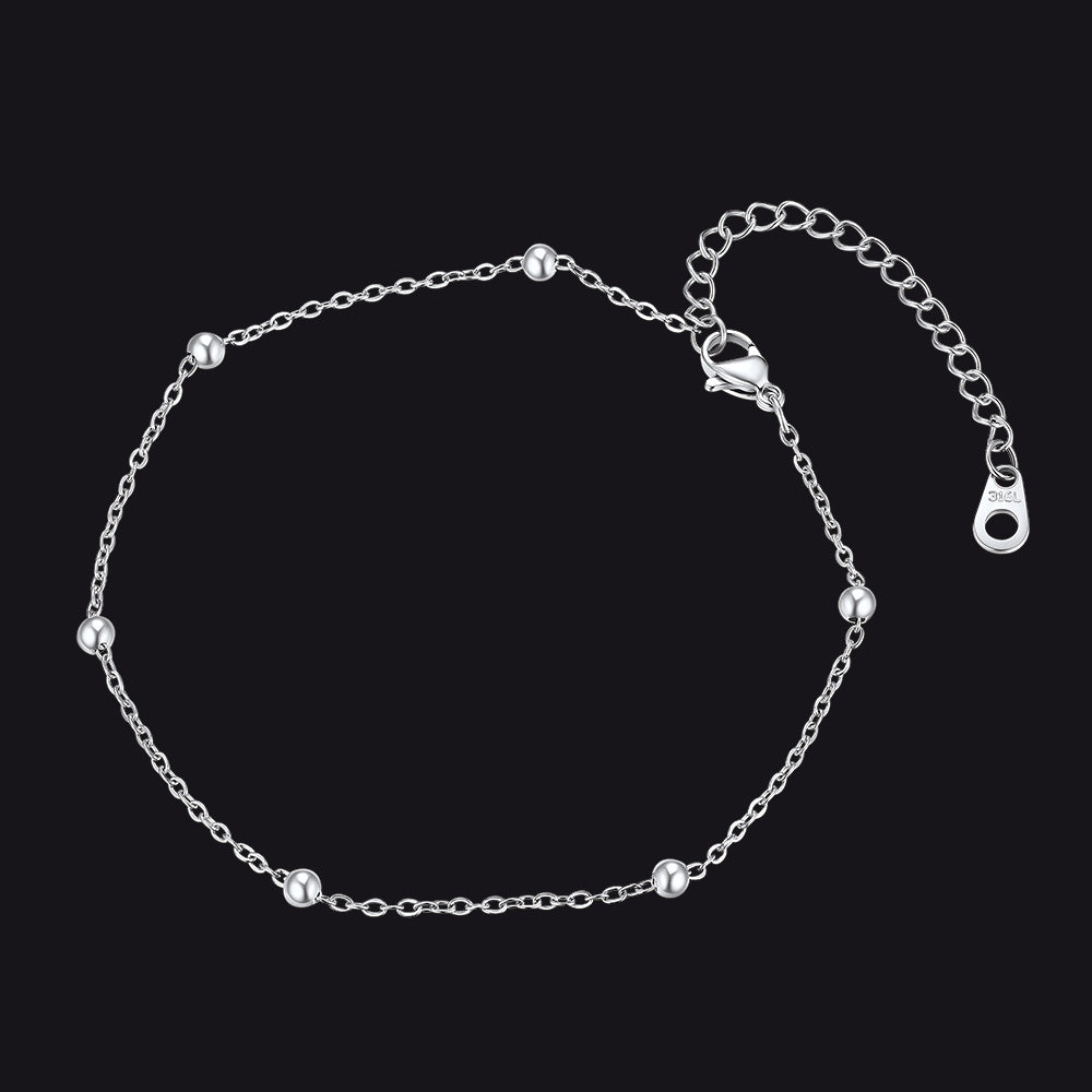 Stainless Steel Cable Chain Bobble Ankle Bracelet for Mom