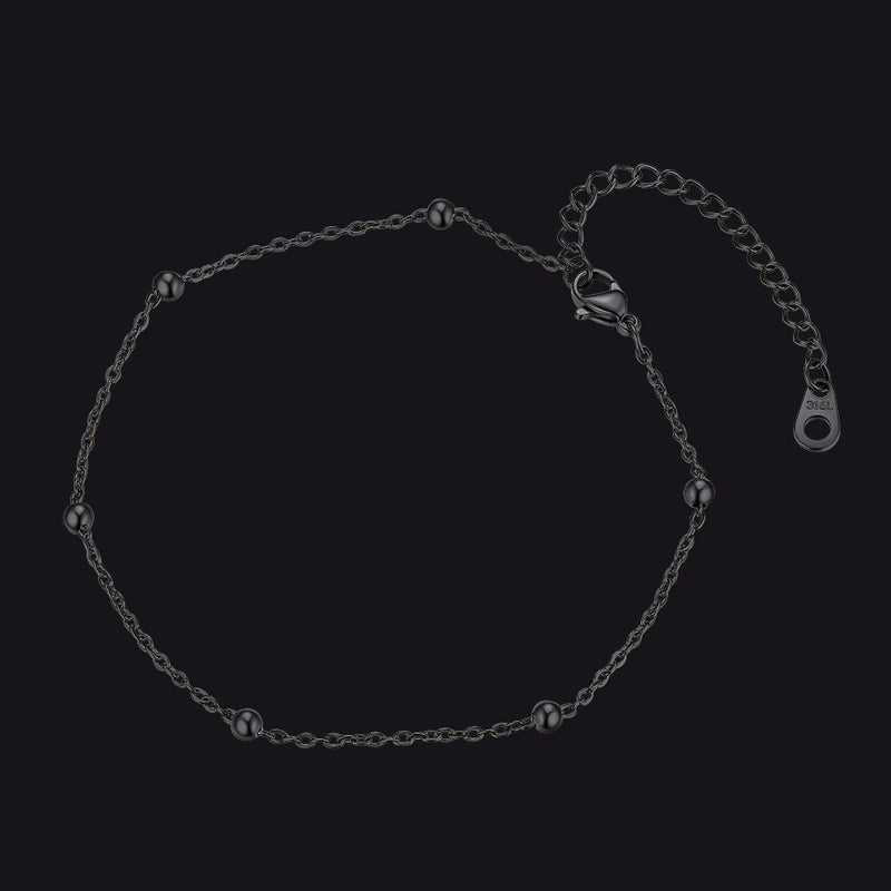 Stainless Steel Cable Chain Bobble Ankle Bracelet for Mom