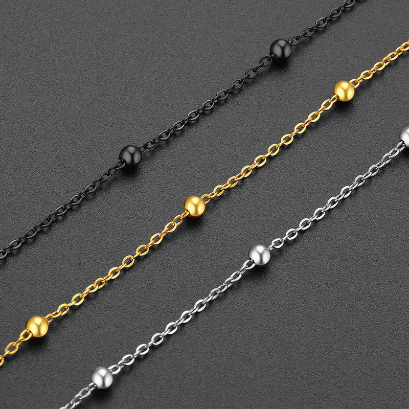 Stainless Steel Cable Chain Bobble Ankle Bracelet for Mom