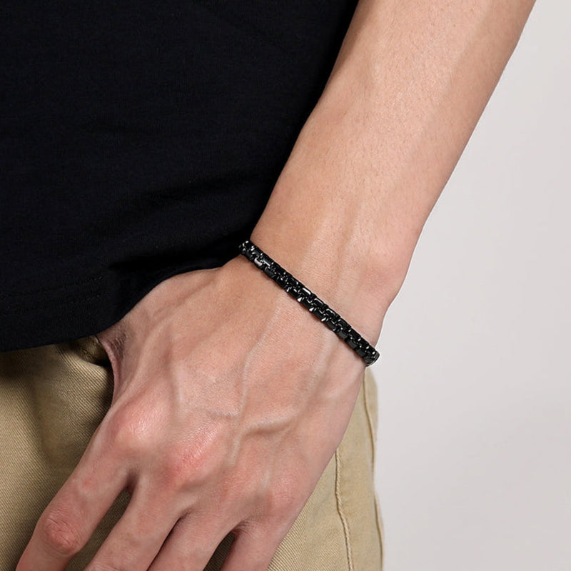 Flat Box Link Chain Bracelet for
