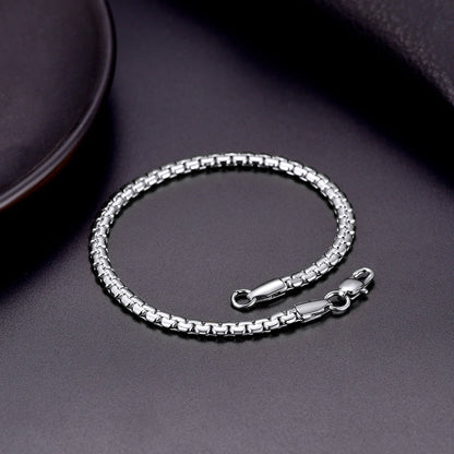 Flat Box Link Chain Bracelet for