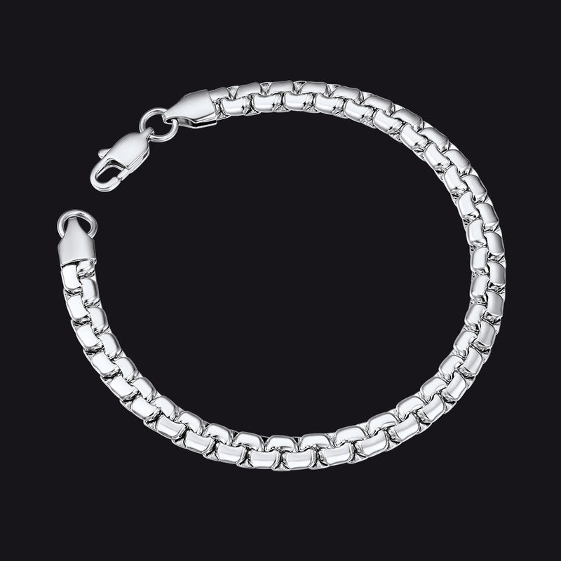 Flat Box Link Chain Bracelet for