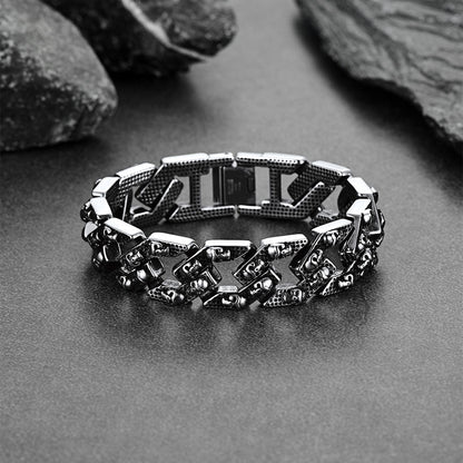 Gothic Chunky Skull Chain Bracelet Stainless Steel for