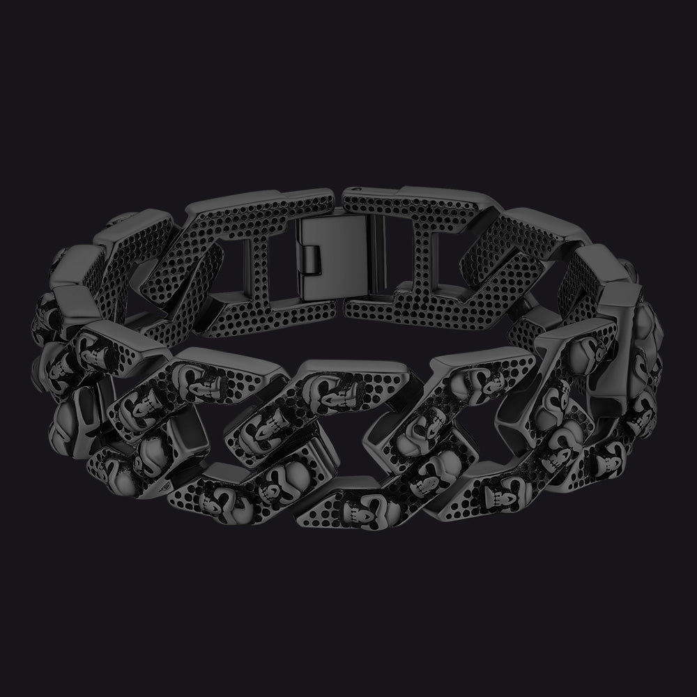 Gothic Chunky Skull Chain Bracelet Stainless Steel for