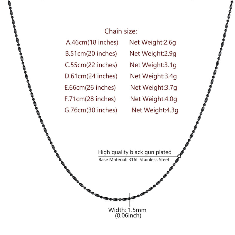 1.5mm Stainless Steel Slim Rope Chain Necklace for