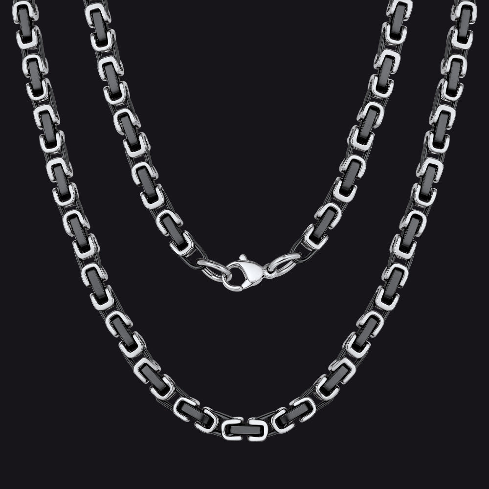 Stainless Steel Byzantine Chain Necklace for