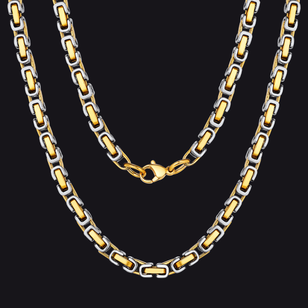Stainless Steel Byzantine Chain Necklace for