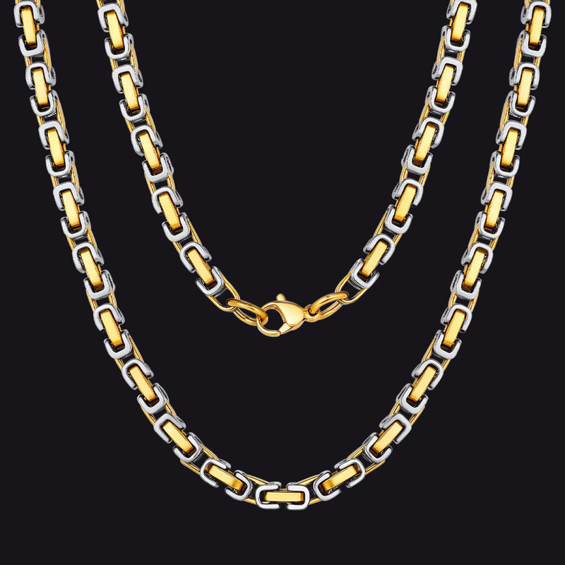 Stainless Steel Byzantine Chain Necklace for