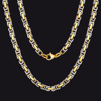 Stainless Steel Byzantine Chain Necklace for