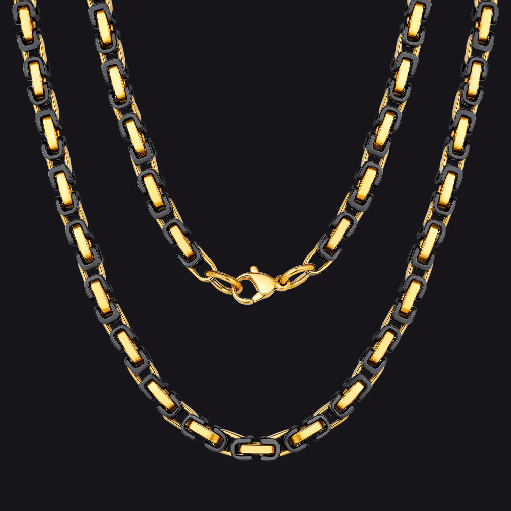 Stainless Steel Byzantine Chain Necklace for