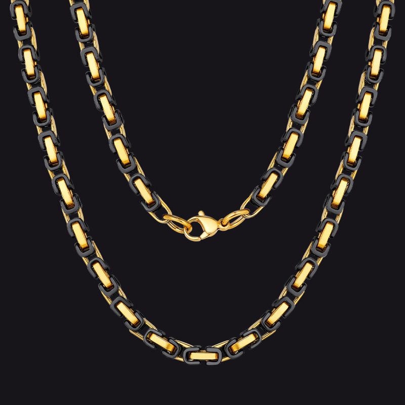 Stainless Steel Byzantine Chain Necklace for