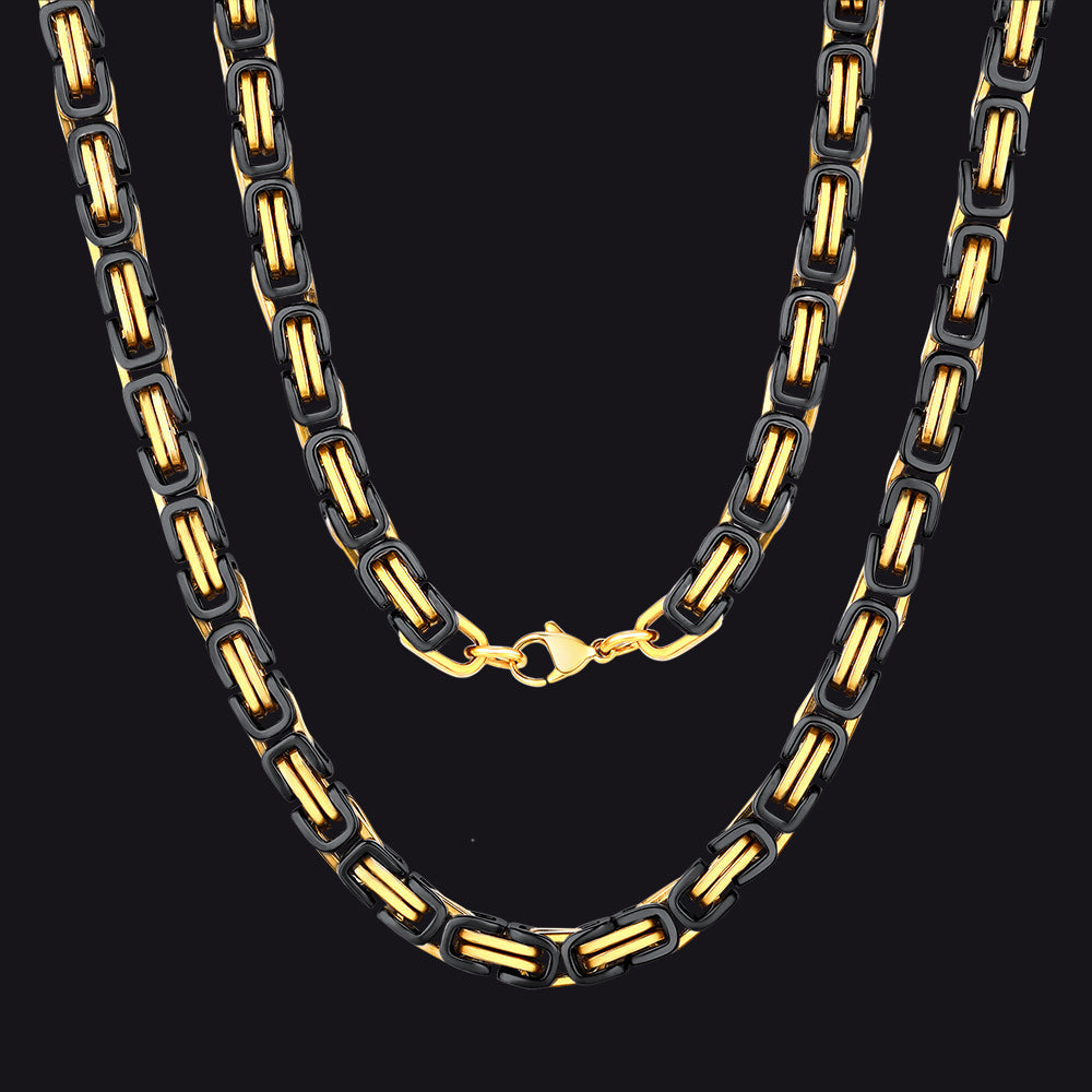 Stainless Steel Byzantine Chain Necklace for