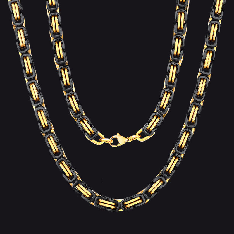 Stainless Steel Byzantine Chain Necklace for