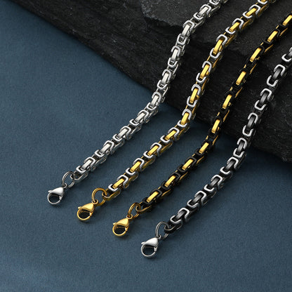 Stainless Steel Byzantine Chain Necklace for