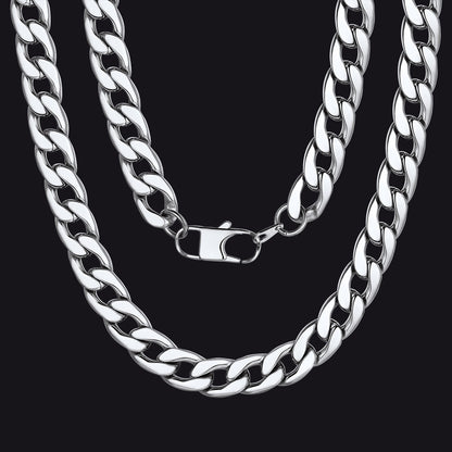 Sturdy Cuban Link Chain Necklace Lobster Clasp for