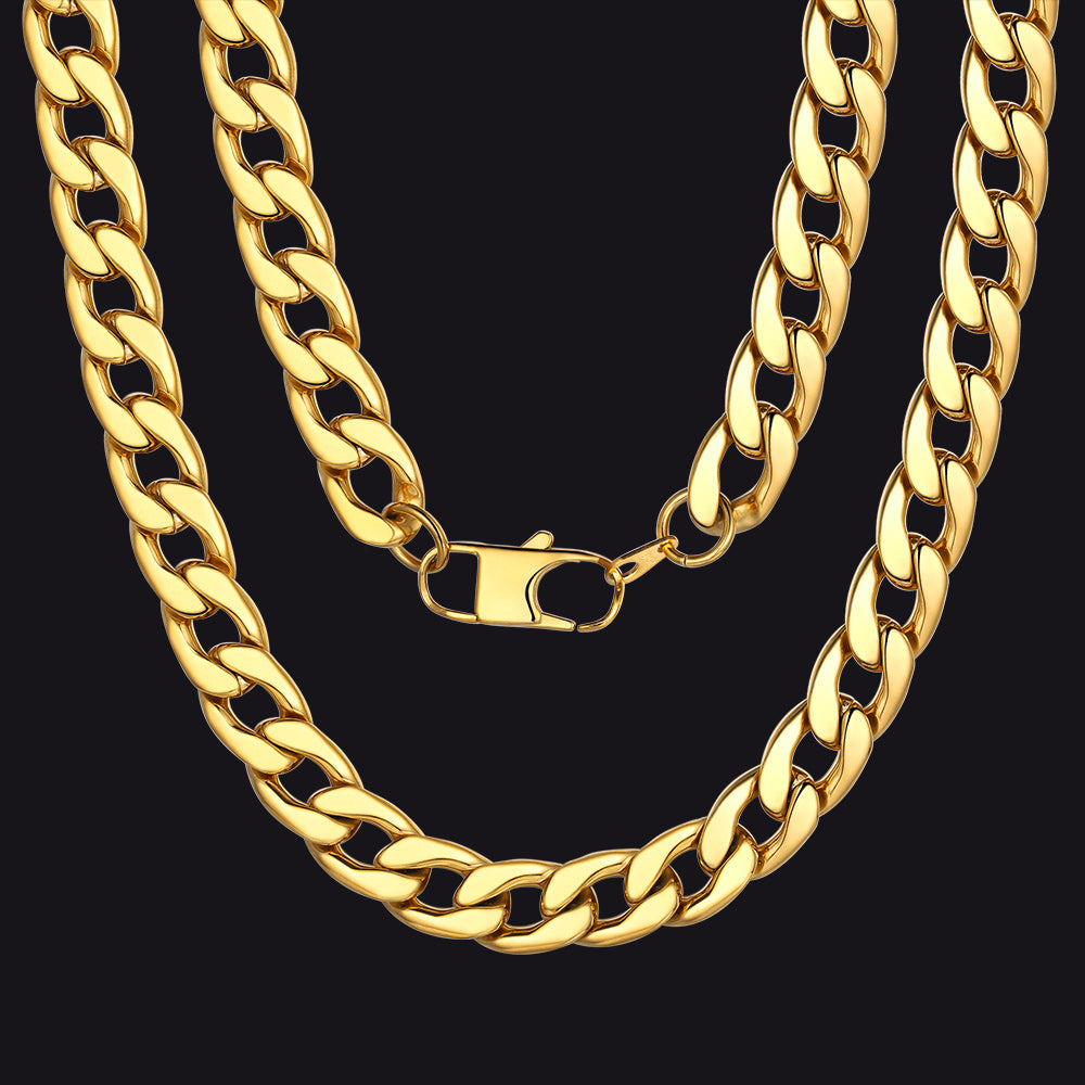 Sturdy Cuban Link Chain Necklace Lobster Clasp for