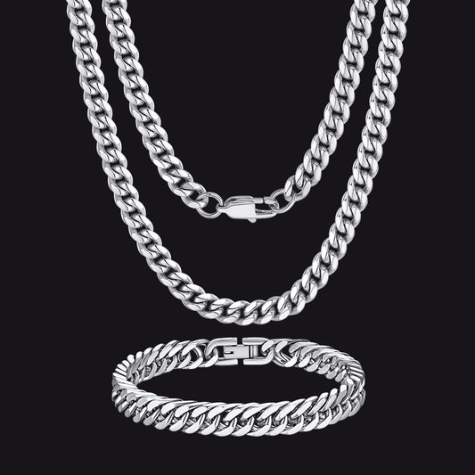 6mm Cuban Link Chain & Bracelet Gift Set for