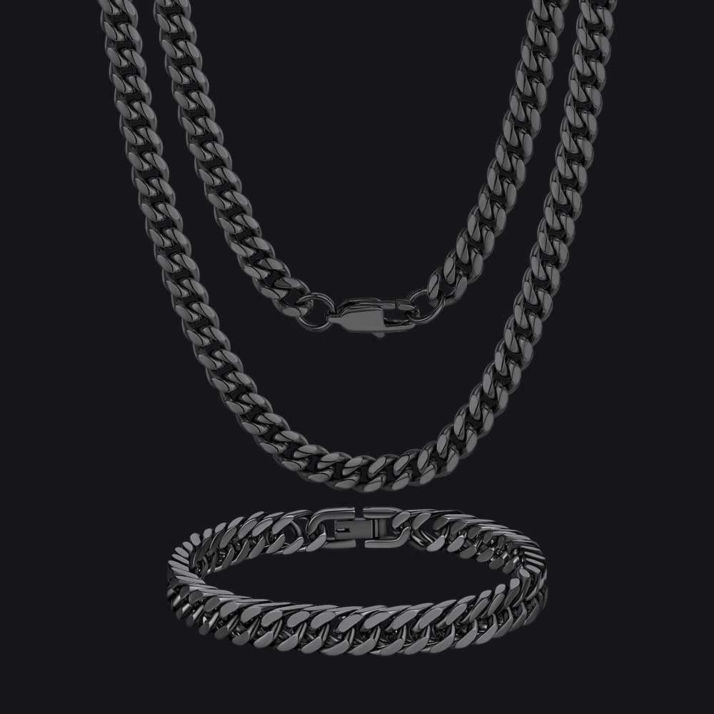 6mm Cuban Link Chain & Bracelet Gift Set for