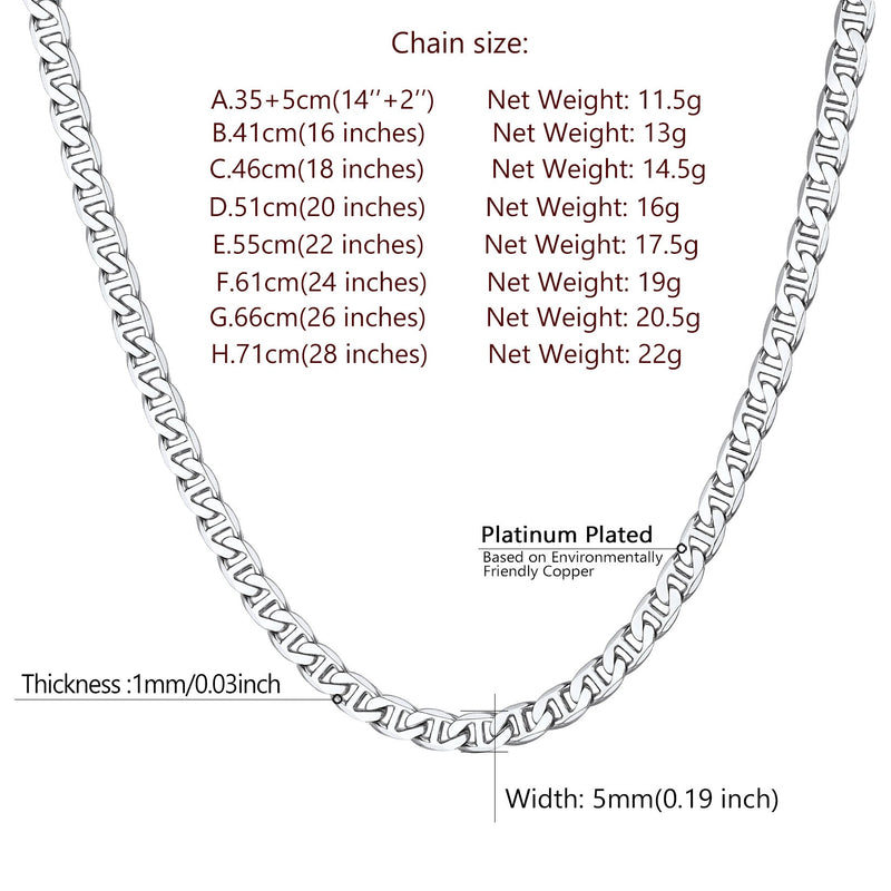 5mm Anchor Marine Chain Link Necklace for