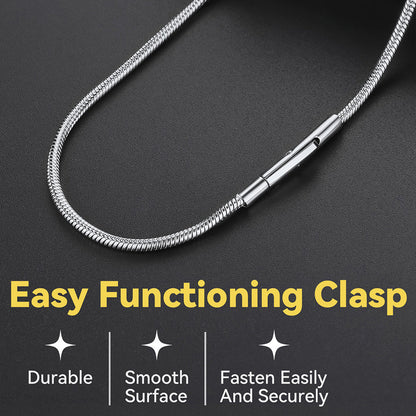 2mm Thin Snake Chain Stainless Steel Necklace for