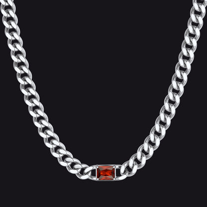 7mm Cuban Link Choker Necklace With Birthstone for