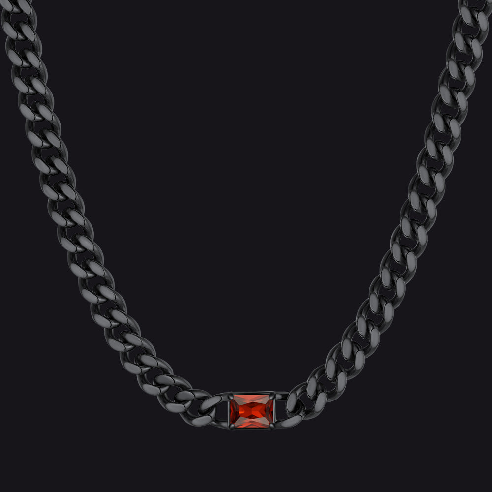 7mm Cuban Link Choker Necklace With Birthstone for