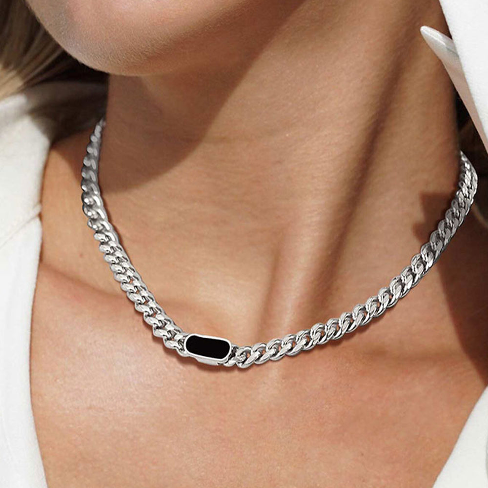7mm Custom Engraved Name Choker Link Chain Necklace for