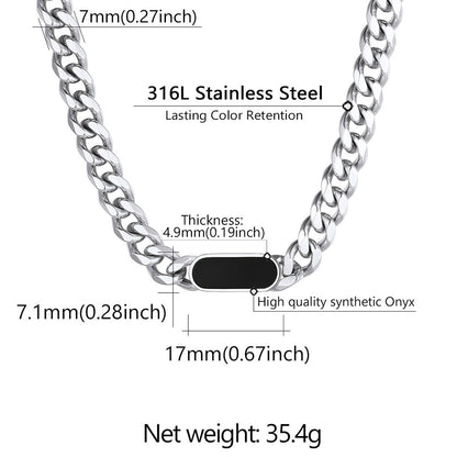 7mm Custom Engraved Name Choker Link Chain Necklace for