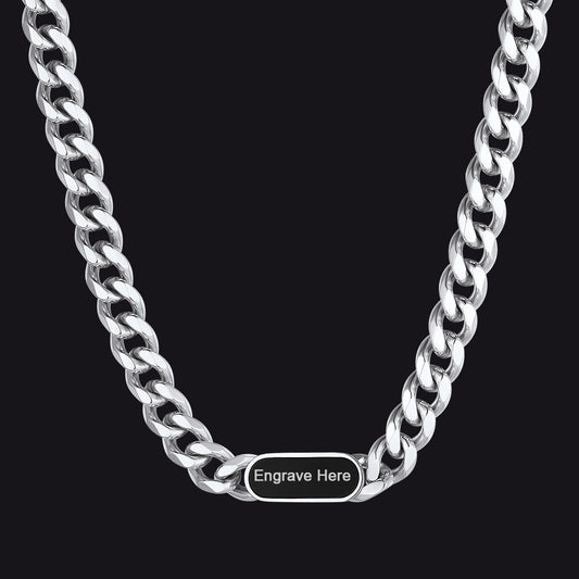 7mm Custom Engraved Name Choker Link Chain Necklace for