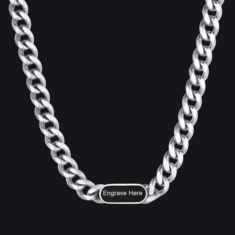 7mm Custom Engraved Name Choker Link Chain Necklace for
