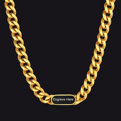 7mm Custom Engraved Name Choker Link Chain Necklace for