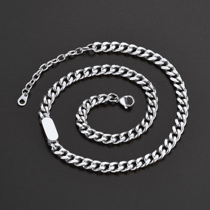 7mm Engraved Name Cuban Chain Choker Necklace for