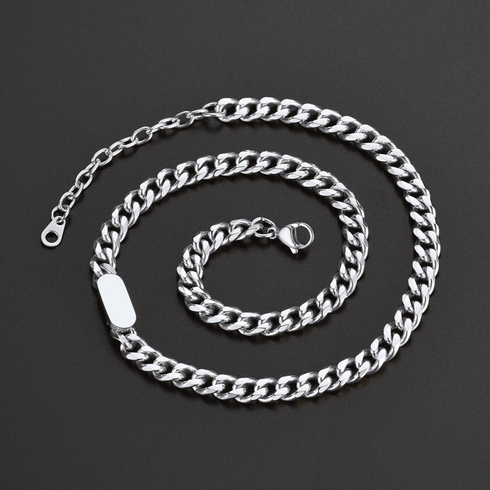 7mm Engraved Name Cuban Chain Choker Necklace for