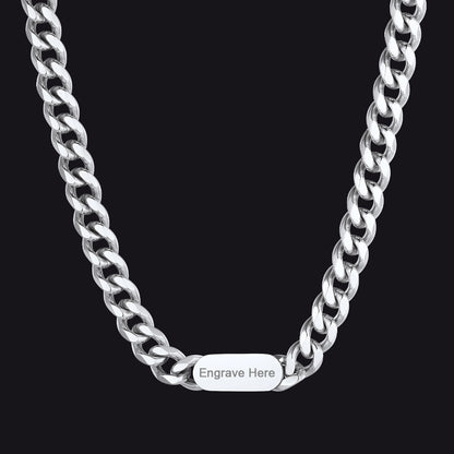 7mm Engraved Name Cuban Chain Choker Necklace for