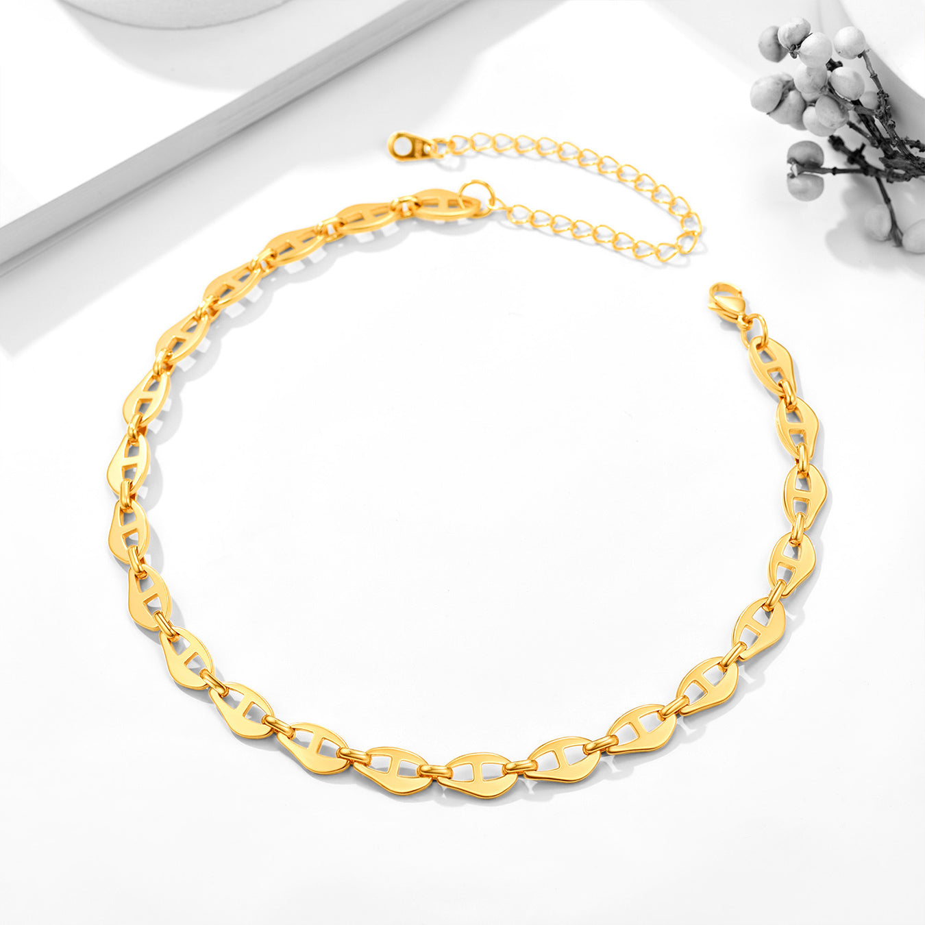 7.5mm Anchor Chain Link Choker Necklace for