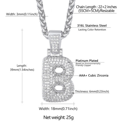 Diamond Bubble Letter Initial Necklace for