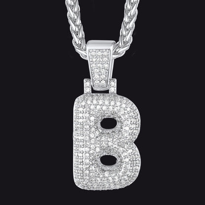 Diamond Bubble Letter Initial Necklace for