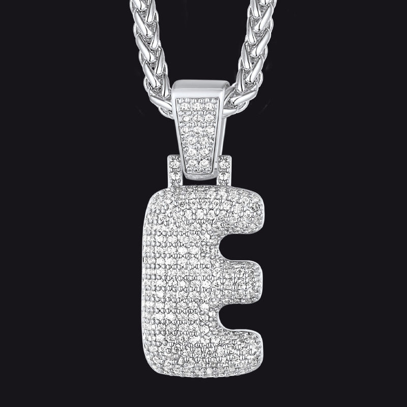 Diamond Bubble Letter Initial Necklace for