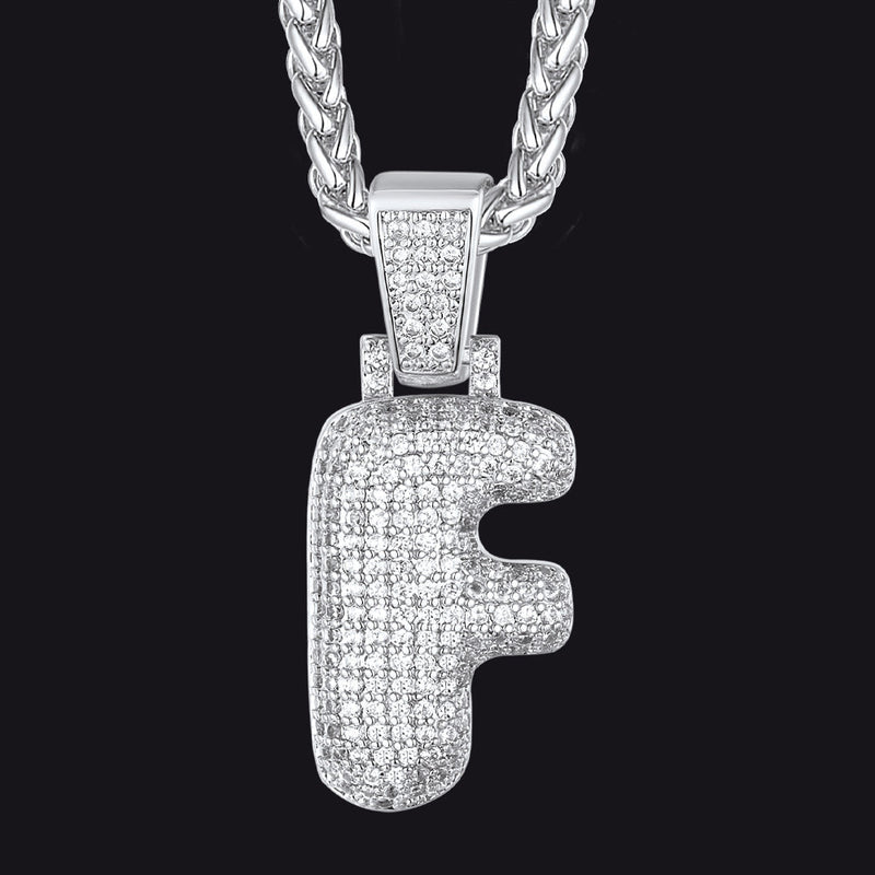 Diamond Bubble Letter Initial Necklace for