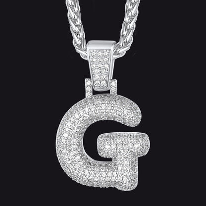 Diamond Bubble Letter Initial Necklace for