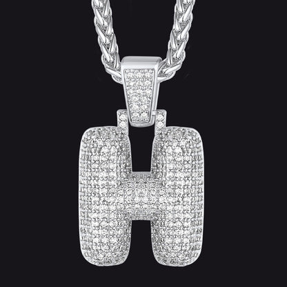 Diamond Bubble Letter Initial Necklace for