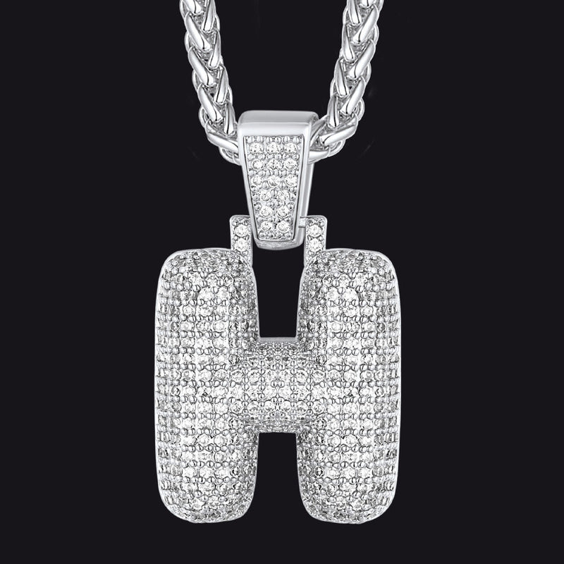 Diamond Bubble Letter Initial Necklace for