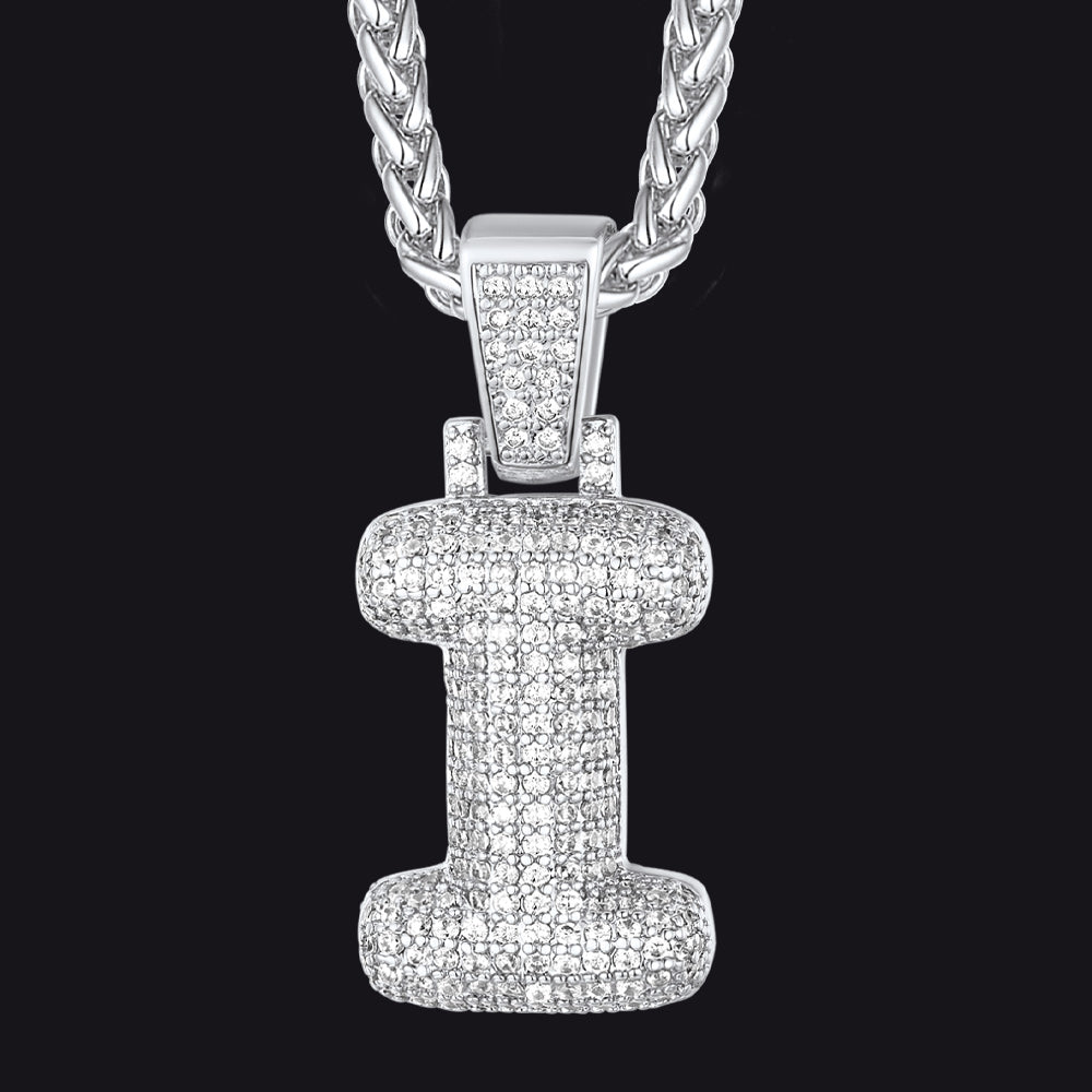 Diamond Bubble Letter Initial Necklace for