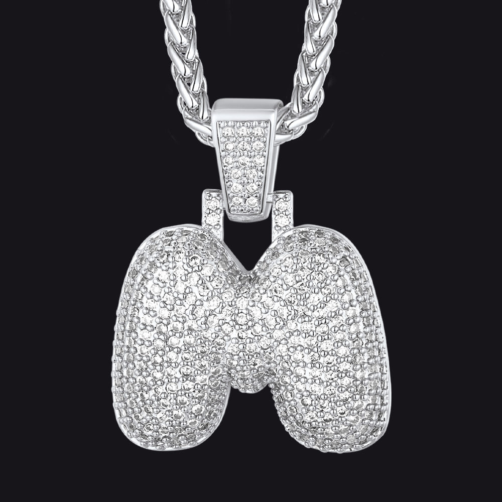 Diamond Bubble Letter Initial Necklace for