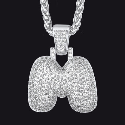 Diamond Bubble Letter Initial Necklace for