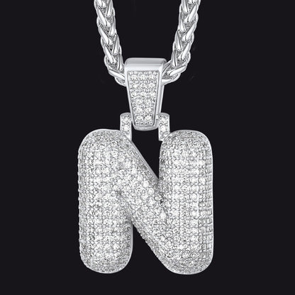 Diamond Bubble Letter Initial Necklace for