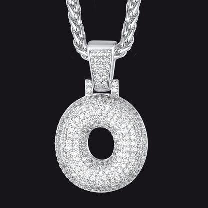 Diamond Bubble Letter Initial Necklace for
