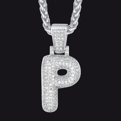 Diamond Bubble Letter Initial Necklace for