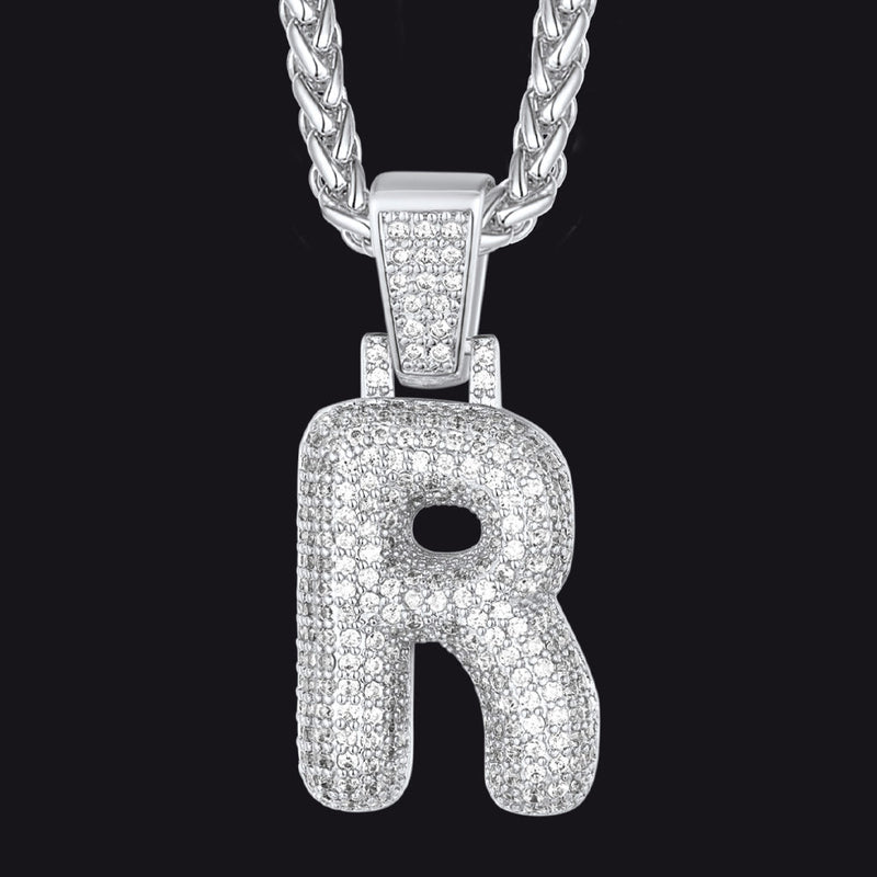 Diamond Bubble Letter Initial Necklace for